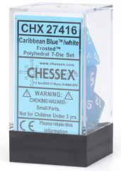 Chessex Dice: 7 Set Polyhedral Frosted Caribbean Blue White CHX27416